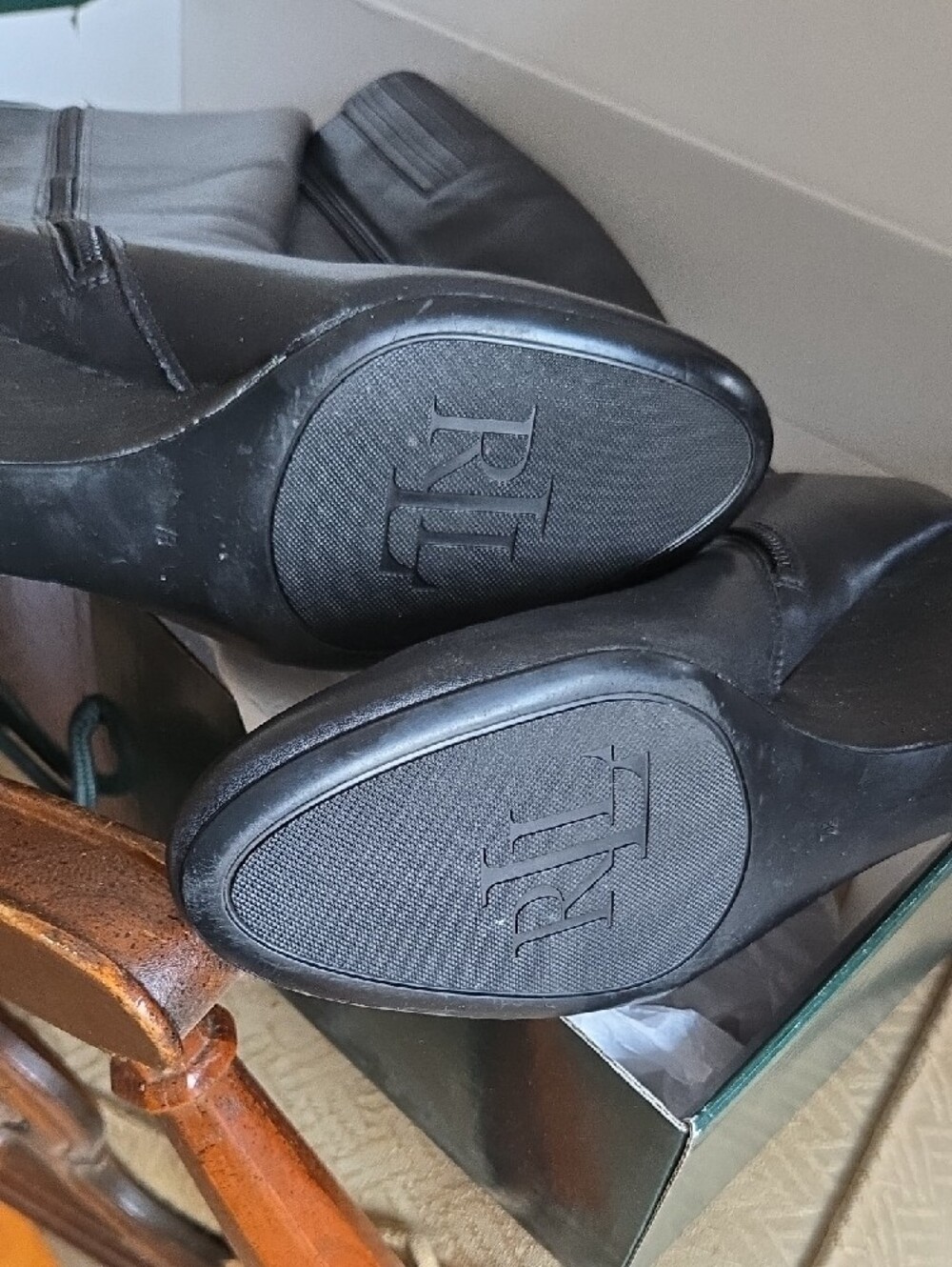 Classic Black Tall Leather Boots - Picture 2 of 4